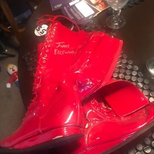 Wrestling boots signed by James Ellsworth.